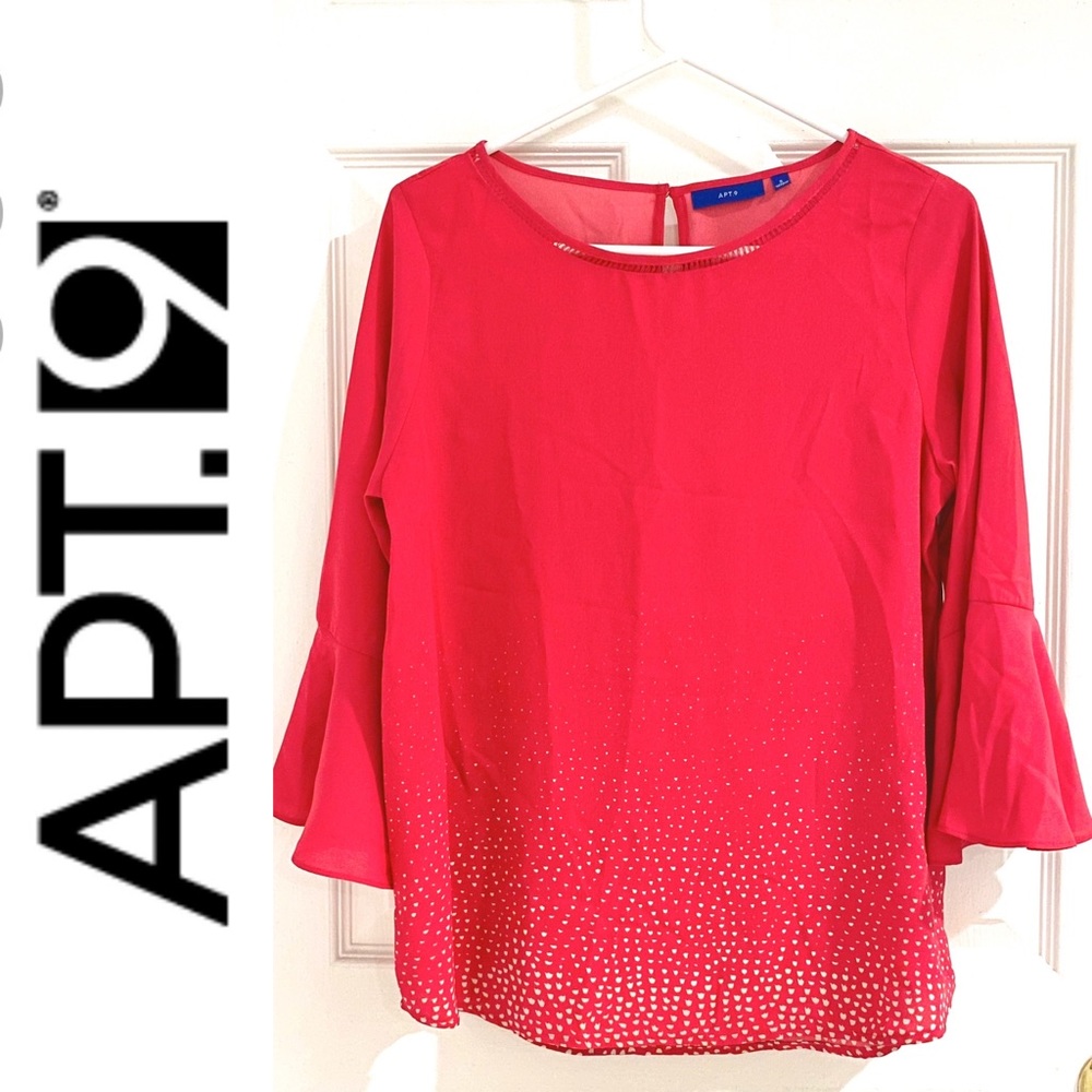 NWOT Apt 9 pink & white blouse with flared sleeves